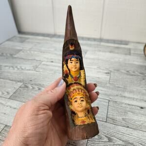 Horn Totem Pole Native Indian Figurine 7" Resin‎ Youngs American Frontier